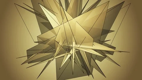 Beautiful abstract golg polygonal surface moving in animation. Bright Triangl Video stock 82797454