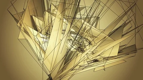 Beautiful abstract golg polygonal surface moving in animation. Bright Triangl Video stock 82798374