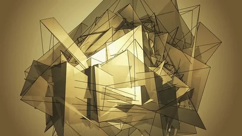 Beautiful abstract golg polygonal surface moving in animation. Bright Triangl Video stock 82798666