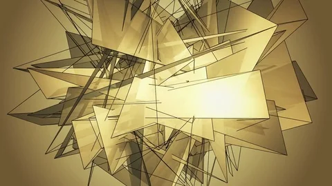 Beautiful abstract golg polygonal surface moving in animation. Bright Triangl Video stock 82799335