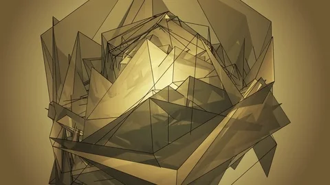 Beautiful abstract golg polygonal surface moving in animation. Bright Triangl 動画素材 82801448