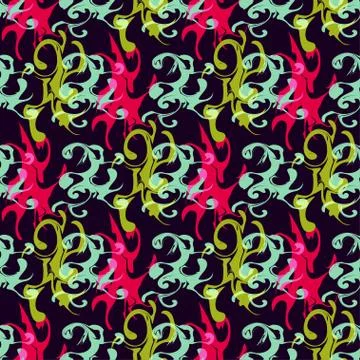 Beautiful abstract graffiti seamless pattern on a black background Stock Illustration