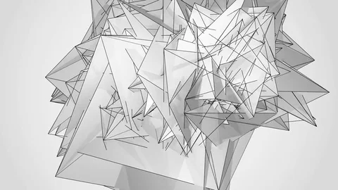 Beautiful Abstract Gray Polygonal Surface Moving In 3d Animation. Bright Tria Video stock 82445717