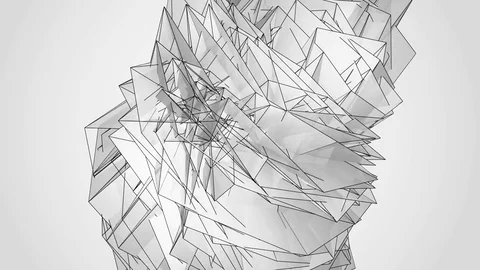 Beautiful Abstract Gray Polygonal Surface Moving In 3d Animation. Bright Tria 動画素材 82472574