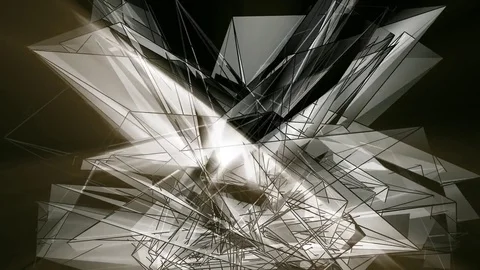 Beautiful Abstract Gray Polygonal Surface Moving In 3d Animation. Dark Triang Stock-Footage 82543570
