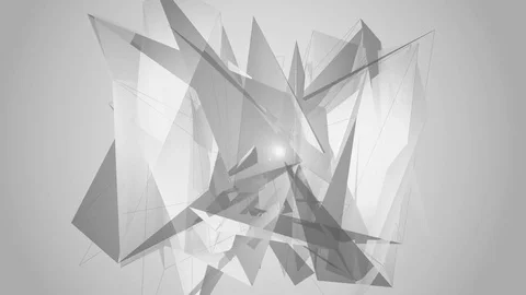 Beautiful Abstract Gray Polygonal Surface Moving In 3d Animation. Bright Tria Video stock 82547508