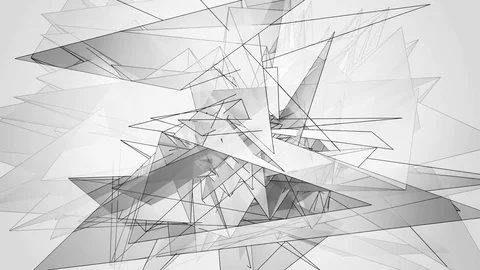 Beautiful Abstract Gray Polygonal Surface Moving In 3d Animation. Bright Tria Stock Footage 82553972