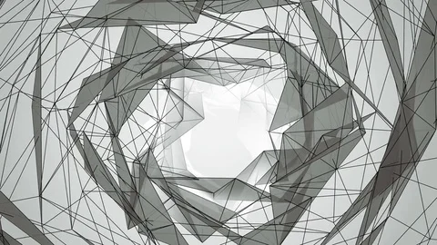 Beautiful Abstract Gray Polygonal Surface Moving In 3d Animation. Bright Tria 動画素材 82689373