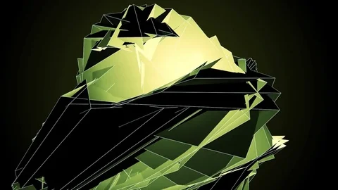 Beautiful Abstract Green Polygonal Surface Moving In 3d Animation. Dark Trian Vidéo 82441620