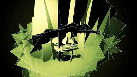 Beautiful Abstract Green Polygonal Surface Moving In 3d Animation. Dark Trian Video stock 82443093
