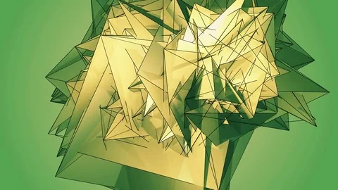 Beautiful Abstract Green Polygonal Surface Moving In 3d Animation. Bright Tri 動画素材 82451163