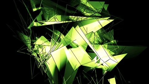Beautiful Abstract Green Polygonal Surface Moving In 3d Animation. Dark Trian 库存影片 82455267