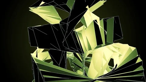 Beautiful Abstract Green Polygonal Surface Moving In 3d Animation. Dark Trian Stock Footage 82458638