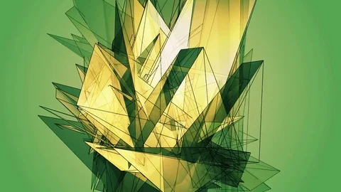 Beautiful Abstract Green Polygonal Surface Moving In 3d Animation. Bright Tri Stock Footage 82469462