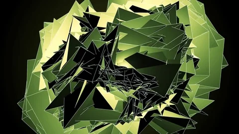 Beautiful Abstract Green Polygonal Surface Moving In 3d Animation. Dark Trian Stock Footage 82533509