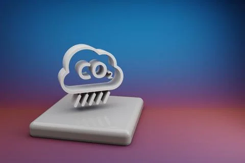 Beautiful abstract illustrations Cloud Co2 symbol icon on a  ceramic stand an Stock Illustration