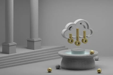 Beautiful abstract illustrations Cloud Data Storage symbol icon on a fountain Illustrazione stock