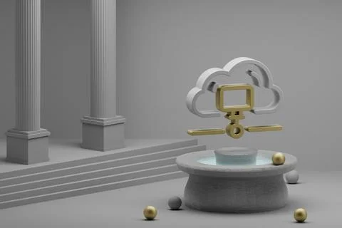 Beautiful abstract illustrations Cloud Data Storage symbol icon on a fountain Stock Illustration