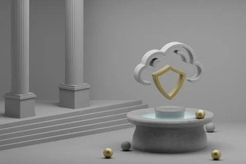 Beautiful abstract illustrations Cloud Database Security symbol icon on a fou 库存插图