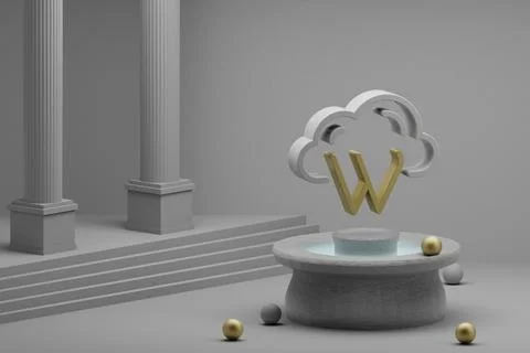 Beautiful abstract illustrations Cloud Database W symbol icon on a fountain a Illustrazione stock