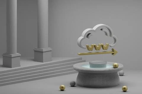 Beautiful abstract illustrations Cloud Domain Name symbol icon on a fountain  Ilustración de archivo