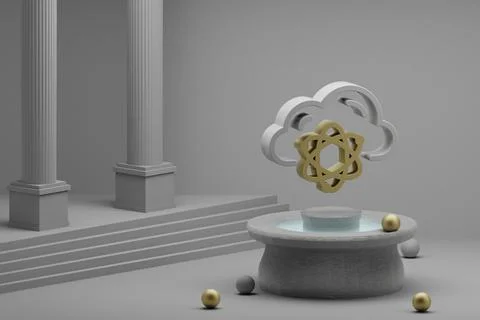 Beautiful abstract illustrations Cloud Quantum Server symbol icon on a founta Stock Illustration