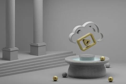 Beautiful abstract illustrations Cloud Video Server symbol icon on a fountain Stock Illustration