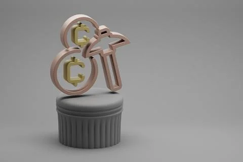 Beautiful abstract illustrations  Coin Mining symbol icons on a column stand  Stock Illustration
