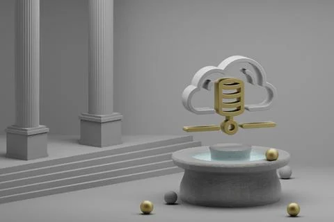 Beautiful abstract illustrations Database Server symbol icon on a fountain an Stock Illustration