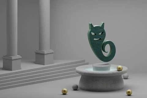 Beautiful abstract illustrations Green devil symbol icon on a fountain and co Stock Illustration