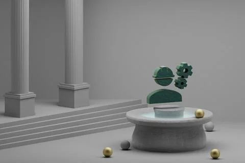 Beautiful abstract illustrations Green Engineering symbol icon on a fountain  Stock Illustration