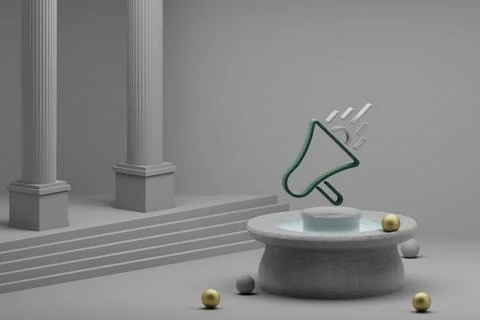 Beautiful abstract illustrations Loud Speaker symbol icon on a fountain and c Illustrazione stock