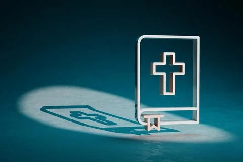 Beautiful abstract illustrations Withe and Golden Bible symbol icon on a dark Stock Illustration