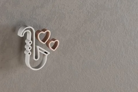 Beautiful abstract illustrations Withe and Golden Saxophone with heart symbol Stock Illustration