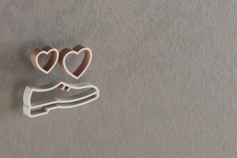 Beautiful abstract illustrations Withe and Golden Shoes with heart symbol ico Stock Illustration