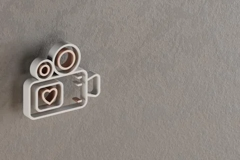 Beautiful abstract illustrations Withe and Golden Video Camera with heart sym Illustrazione stock