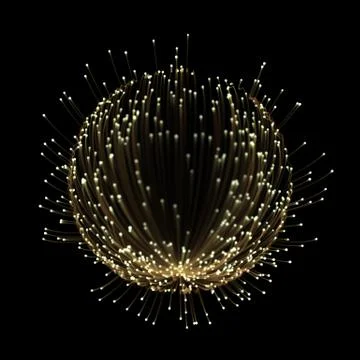 Beautiful abstract light rays tracing effect with gold neon line Stock Illustration