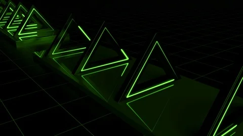 Beautiful Abstract Loop Triangle Tunnel With Green Light Lines Video stock 108577309