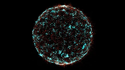 Beautiful abstract motion of blue circle light particle destroyed on black. Stock Footage 127485857