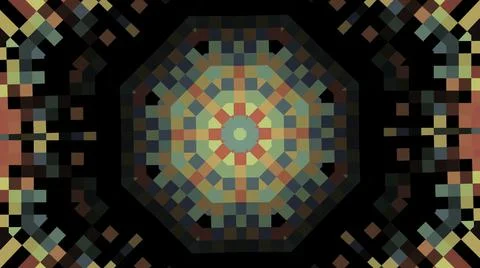 Beautiful abstract multicolored pattern consisting from pixels moving, growing Stock Illustration