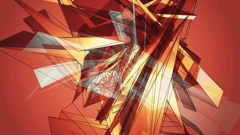 Beautiful Abstract Multicolored Polygonal Surface Moving In 3d Animation. Bri 動画素材 82552335