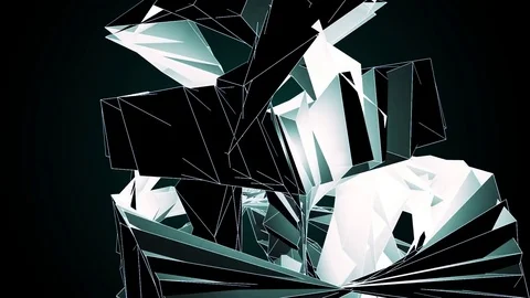 Beautiful Abstract Neon Polygonal Surface Moving In 3d Animation. Dark Triang 動画素材 82447424
