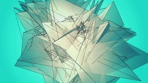 Beautiful Abstract Neon Polygonal Surface Moving In 3d Animation. Bright Tria Video stock 82449382