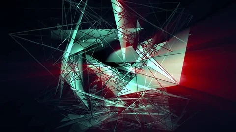 Beautiful Abstract Neon Polygonal Surface Moving In 3d Animation. Dark Triang Video stock 82469184