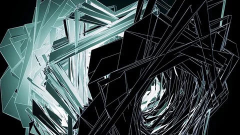 Beautiful Abstract Neon Polygonal Surface Moving In 3d Animation. Dark Triang 動画素材 82537092