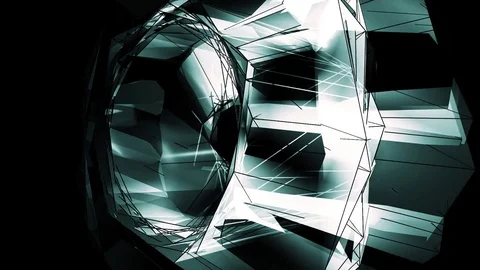 Beautiful Abstract Neon Polygonal Surface Moving In 3d Animation. Dark Triang Stock Footage 82619850