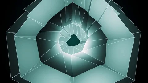 Beautiful Abstract Neon Polygonal Surface Moving In 3d Animation. Dark Triang Stock Footage 82655522