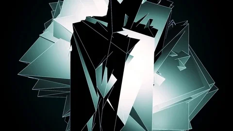 Beautiful Abstract Neon Polygonal Surface Moving In 3d Animation. Dark Triang Vídeos de archivo 82680038