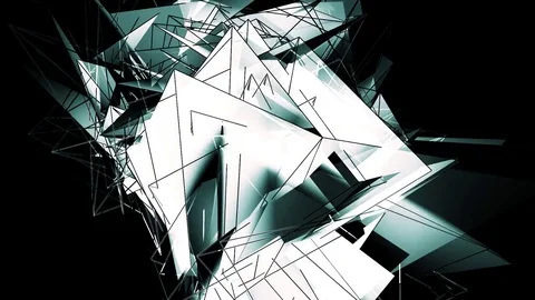 Beautiful Abstract Neon Polygonal Surface Moving In 3d Animation. Dark Triang Video stock 82705915