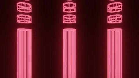 Beautiful abstract neon sci-fi pink line object three set moving in the frame. Stock Footage 146177309